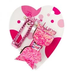 Bari Lynn Girl's 2-Pack Rectangle Bow Clip Set For Kids