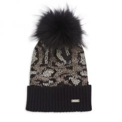 Bari Lynn Girl's Leo Sequin Embellished Fur-Trim Beanie For Kids