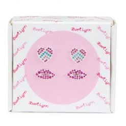 Bari Lynn Girl's 2-Pack Heart & Lip Earrings Set For Kids