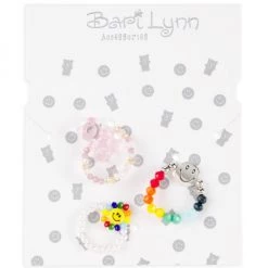 Bari Lynn Girl's 3-Pack Glass Bead Ring Set For Kids