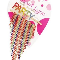 Bari Lynn Rainbow Embellished "Party" Chain Hair Clip Set For Kids