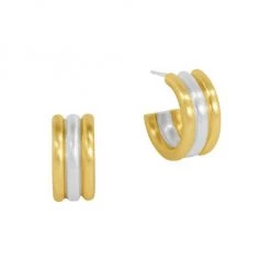 Dean Davidson Dune Two-Tone Ridged Mini Hoop Earrings
