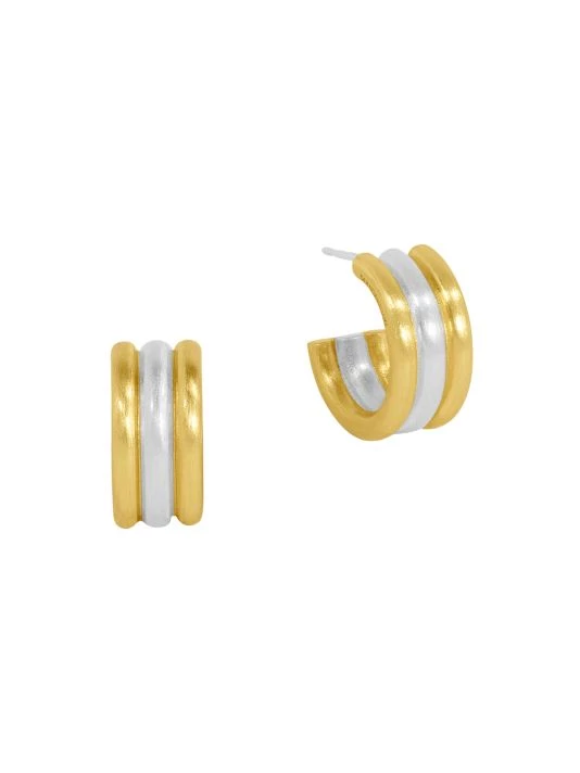 Dean Davidson Dune Two-Tone Ridged Mini Hoop Earrings 3 Dean Davidson Dune Two-Tone Ridged Mini Hoop Earrings