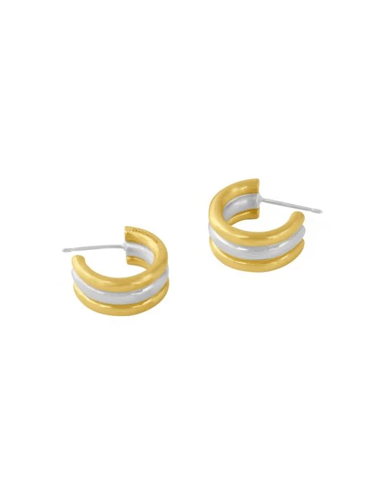 Dean Davidson Dune Two-Tone Ridged Mini Hoop Earrings 4 Dean Davidson Dune Two-Tone Ridged Mini Hoop Earrings - Image 2