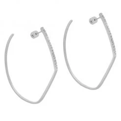 Dean Davidson Silvertone & White Topaz Spire Hoop Earrings