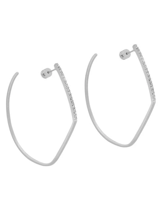 Dean Davidson Silvertone & White Topaz Spire Hoop Earrings 3 Dean Davidson Silvertone & White Topaz Spire Hoop Earrings