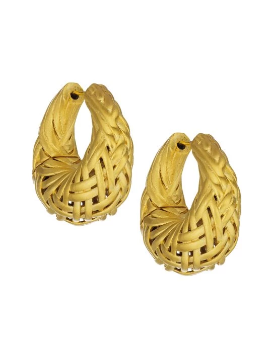 Dean Davidson Bali 22K Yellow Goldplated Weave Hoop Earrings 2 Dean Davidson Bali 22K Yellow Goldplated Weave Hoop Earrings