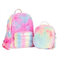 Bari Lynn Multicolor Faux Fur Backpack & Lunch Box Set For Kids