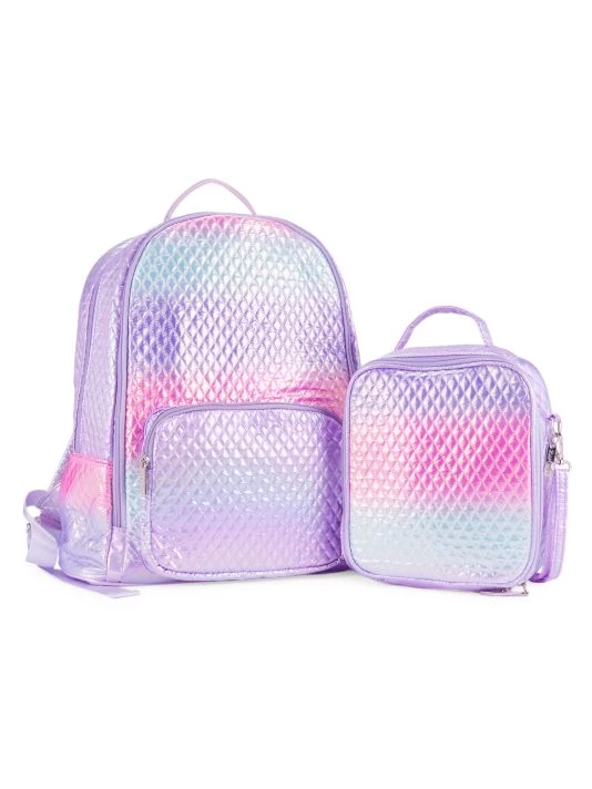 Bari Lynn Kid's Quilted Ombre Backpack & Lunch Box Set For Kids 3 Bari Lynn Kid's Quilted Ombre Backpack & Lunch Box Set For Kids