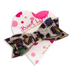 Bari Lynn Girl's Leopard-Print Double Crystal-Embellished Bow For Kids